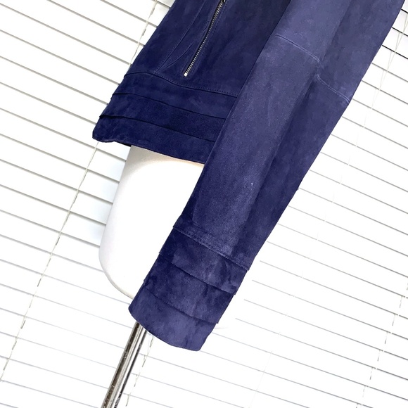 🚫SOLD!NWT🤩|•WHITE HOUSE BLACK MARKET•| Navy Suede Moto Jacket* - Picture 12 of 16